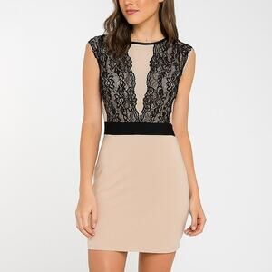 Lulus Privy Lace Cocktail Dress Size Small Cream Black Bodycon Mini Dress Small